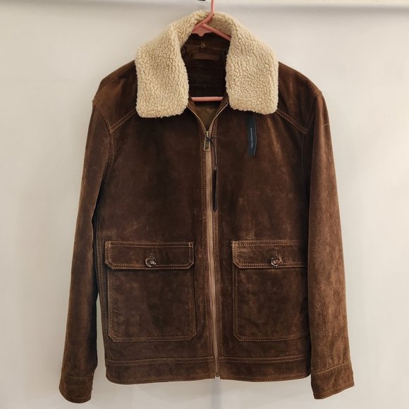 Men's Roundtree & Yorke Premium Leather Jacket With Removable Collar